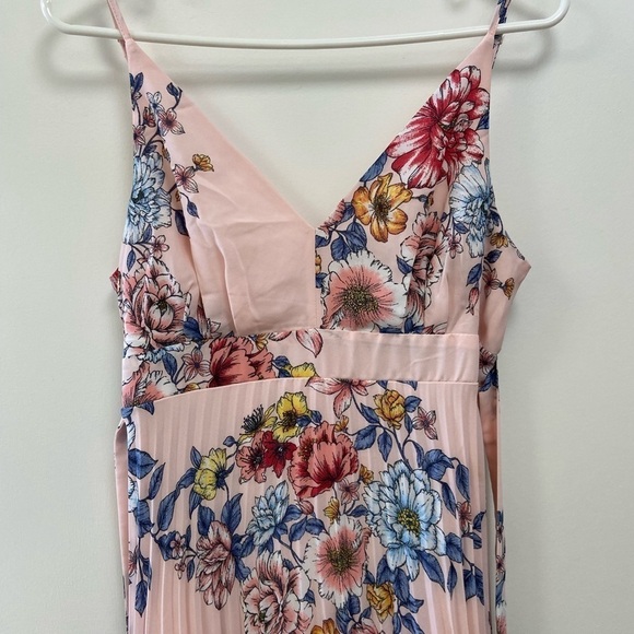 Thirty thirty pink floral pleated pink & blue dress party flowy size large - Picture 3 of 6